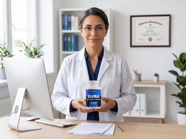 A bottle of Elvra Male Vitality Complex